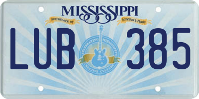 MS license plate LUB385
