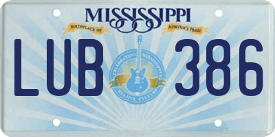 MS license plate LUB386