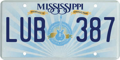 MS license plate LUB387