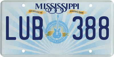 MS license plate LUB388