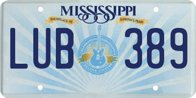 MS license plate LUB389
