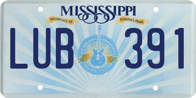 MS license plate LUB391