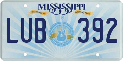 MS license plate LUB392