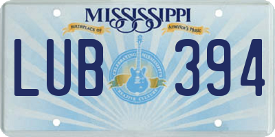 MS license plate LUB394