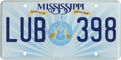 MS license plate LUB398