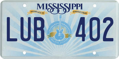 MS license plate LUB402