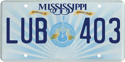 MS license plate LUB403