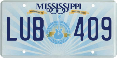 MS license plate LUB409