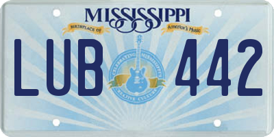 MS license plate LUB442
