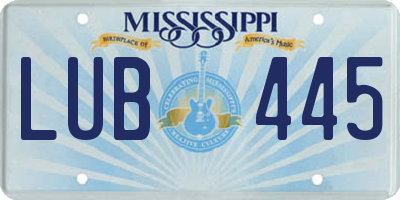 MS license plate LUB445