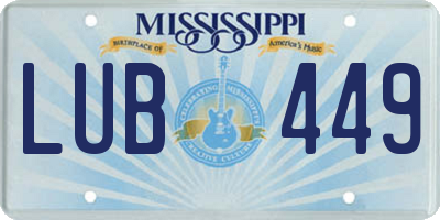 MS license plate LUB449