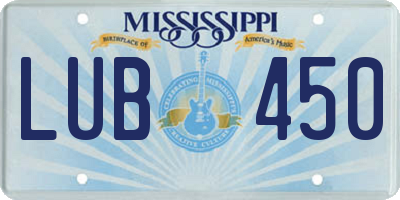 MS license plate LUB450