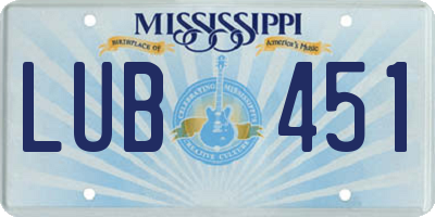 MS license plate LUB451