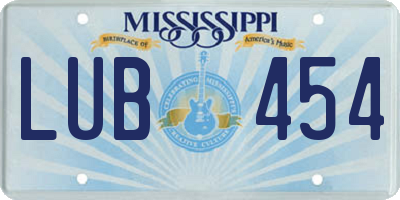MS license plate LUB454
