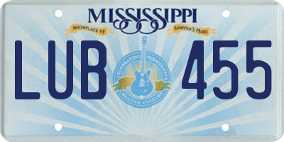 MS license plate LUB455