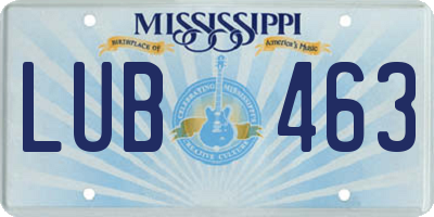 MS license plate LUB463