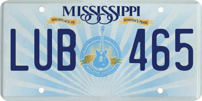 MS license plate LUB465