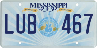 MS license plate LUB467