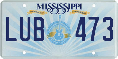 MS license plate LUB473