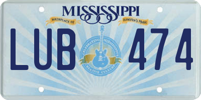 MS license plate LUB474