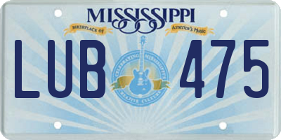 MS license plate LUB475