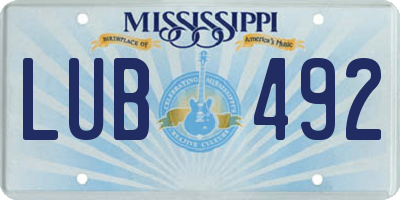 MS license plate LUB492