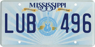 MS license plate LUB496