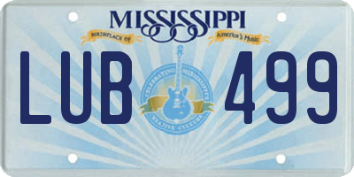 MS license plate LUB499