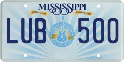MS license plate LUB500