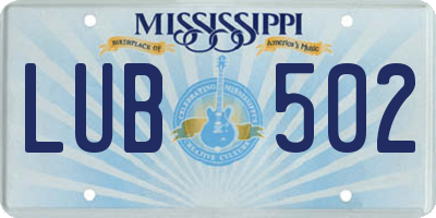 MS license plate LUB502