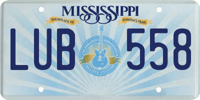 MS license plate LUB558
