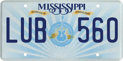 MS license plate LUB560