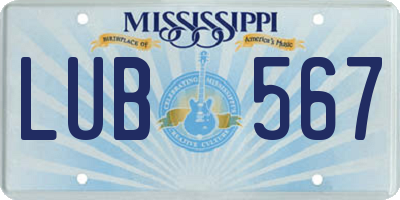 MS license plate LUB567