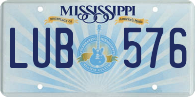 MS license plate LUB576