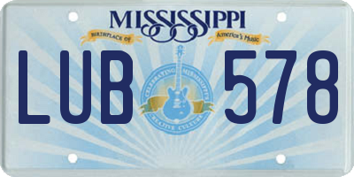 MS license plate LUB578