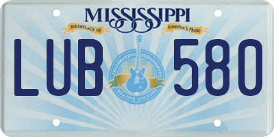 MS license plate LUB580