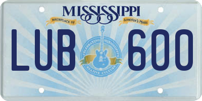 MS license plate LUB600