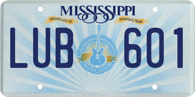 MS license plate LUB601