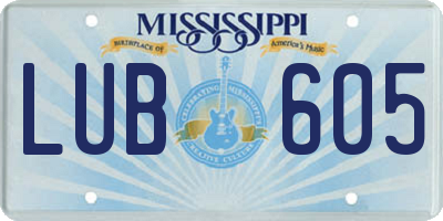 MS license plate LUB605