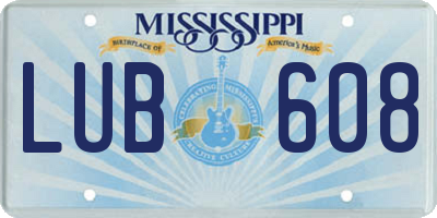 MS license plate LUB608
