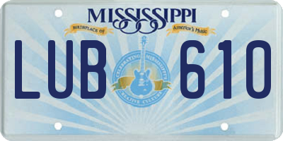 MS license plate LUB610