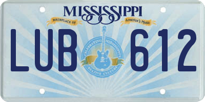MS license plate LUB612