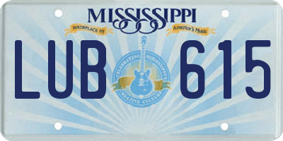 MS license plate LUB615