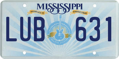 MS license plate LUB631