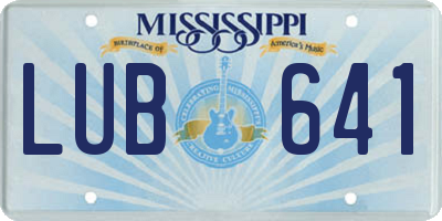 MS license plate LUB641