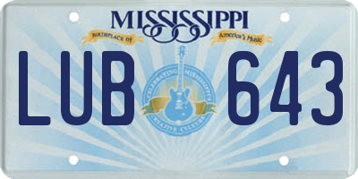 MS license plate LUB643