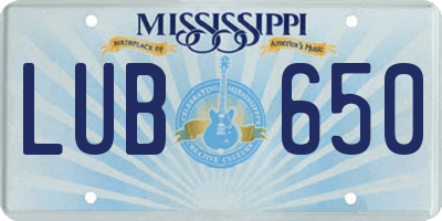 MS license plate LUB650