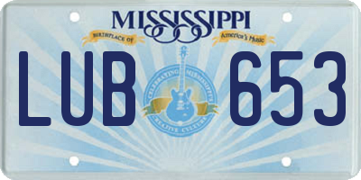 MS license plate LUB653