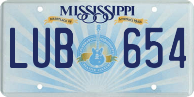 MS license plate LUB654