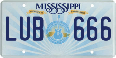 MS license plate LUB666